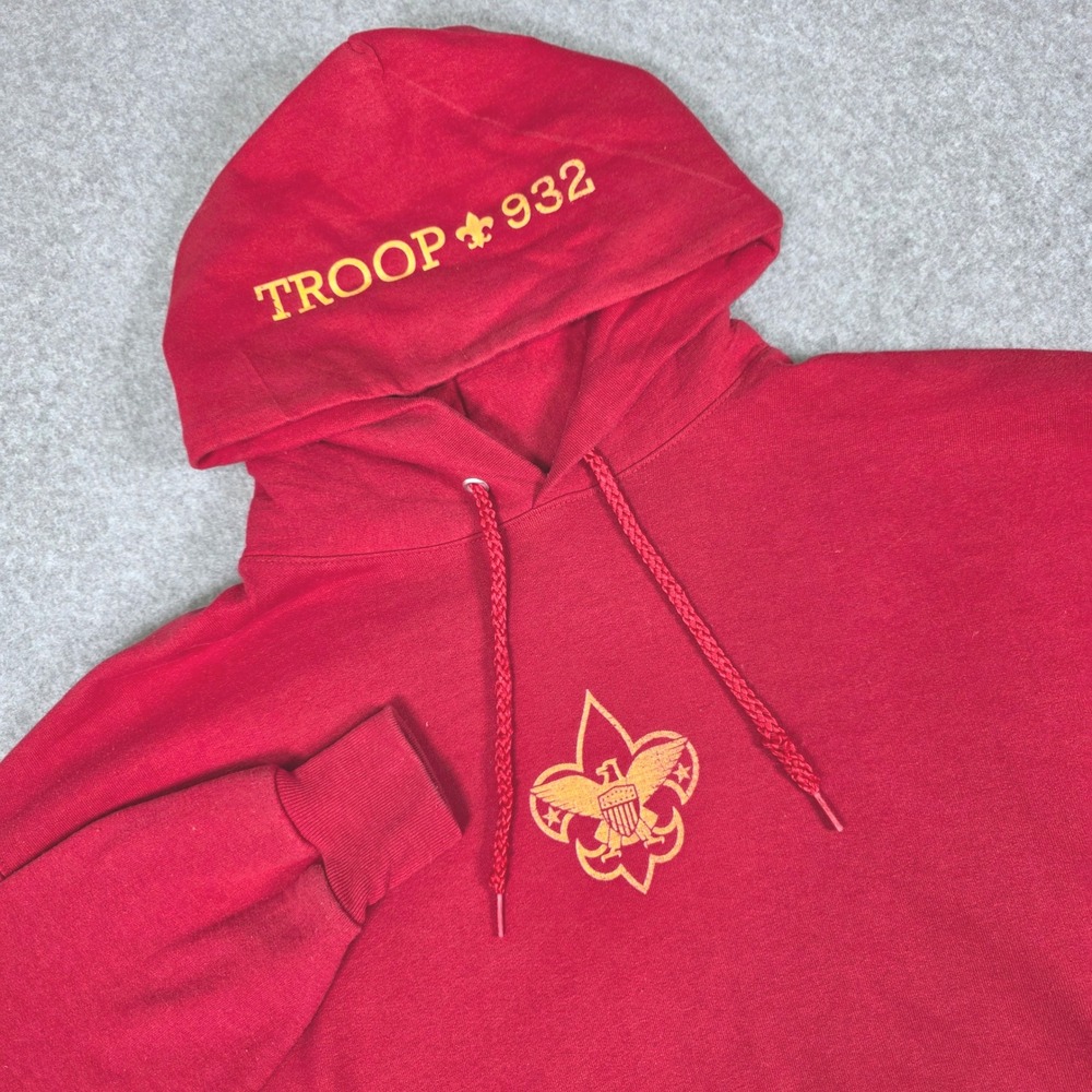 Boy Scouts of America Hoodie Men's Large Troop 932 Red Pullover Outdoor Wear‎